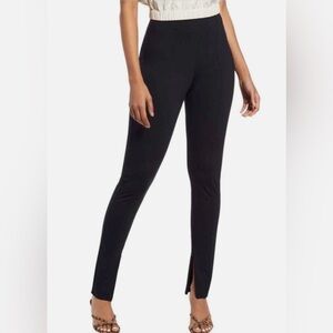 Open Edit Split Fit Zipped Hem Elastic Waist & Back Welt Pocket Black Knit Pants